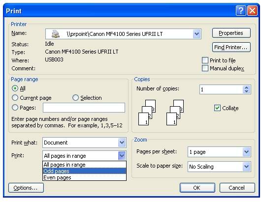 Cách in 2 mặt giấy trong Word & Excel 2003, 2007, 2010