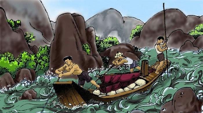 Thiên nhiên và con người lao động qua văn bản Vượt thác